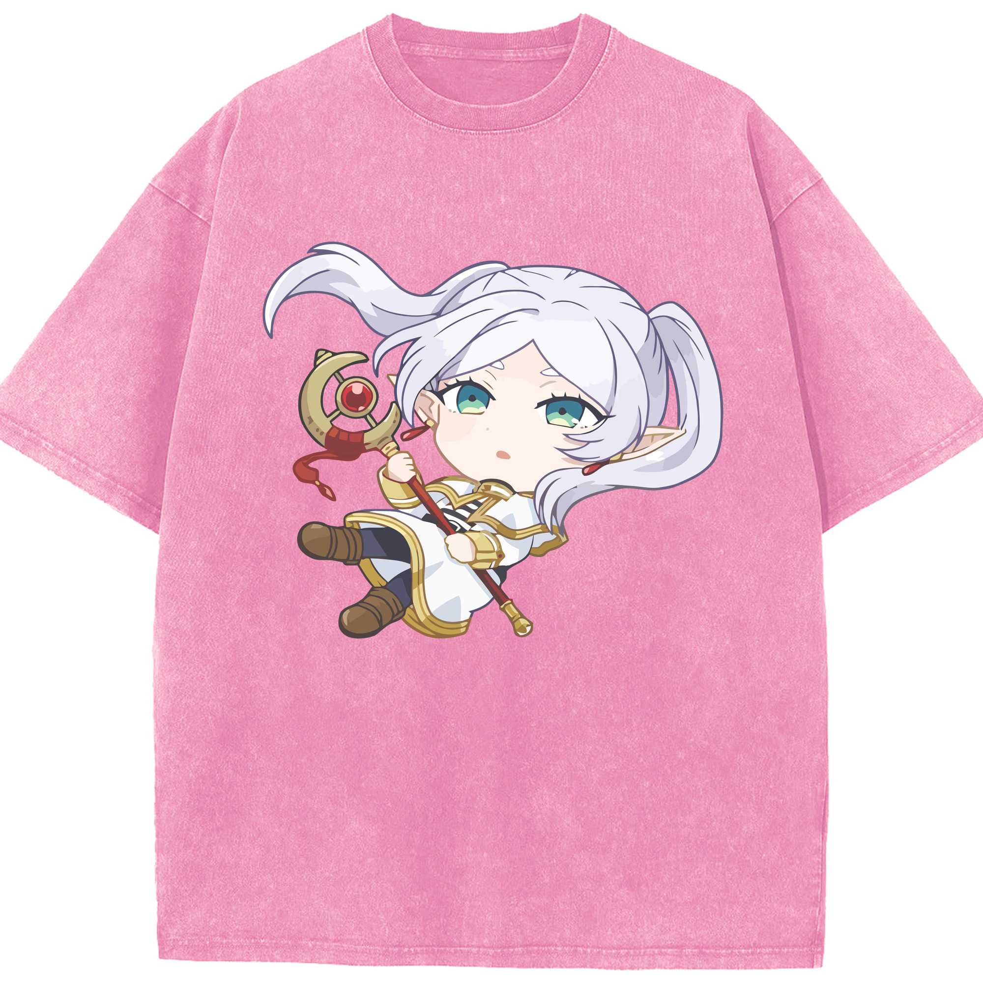（画像用） 葬送のフリーレン Frieren 綿100% ヴィンテージ風 半袖Tシャツ（フロントプリント）